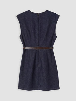 Kemerli Belden Oturtmal? Mini Jean Elbise