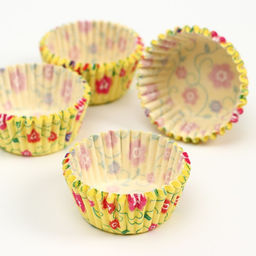 Цена за 300 шт. Форма для выпечки кексов бумажная UPAK LAND «Цветы», 3.5×2 см, одноразовая, жёлтая
