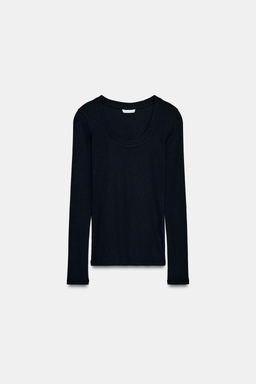 CAMISETA RIB MANGA LARGA / Carb?n - Zara фото 4