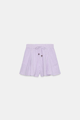 FALDA PANTAL?N CUADRO VICHY VUELO / Malva