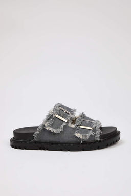 Trendyolmilla Shoes Ekru Denim Puskullu Toka Detayl? Cift Bantl? Kad?n Terlik TAKSS25TE00038  фото 3