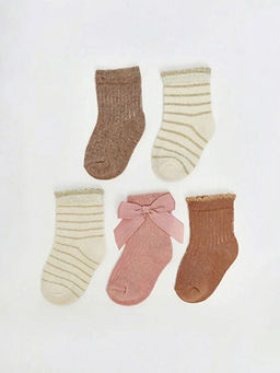 ?izgili K?z Bebek Soket ?orap 5li
