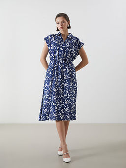 G?mlek Yaka Desenli Elbise