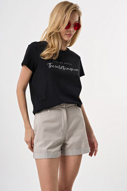 Футболка прямого силуэта с принтом черная