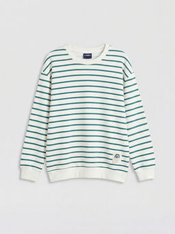 Bisiklet Yaka ?izgili Erkek ?ocuk Sweatshirt