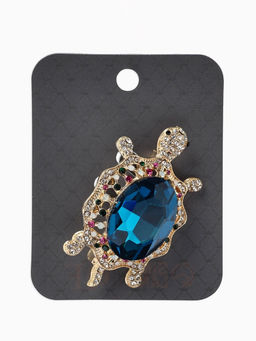 Брошь «Черепаха» морская, цветная в золоте