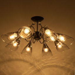 Светильник потолочный BayerLux «Марианна», люстра 8хЕ27, 40 Вт, чёрный, 77×77×33 см