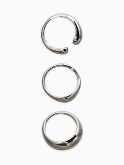 Набор колец 3 шт "Новый стиль" минимализ линий, размер МИКС, цвет серебро