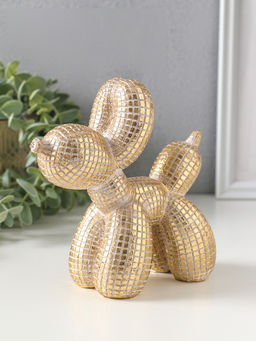 Фигурка полистоун «Воздушный шарик - собачка, в клеточку», под золото, 15×6.7×15 см