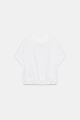 COTTON T-SHIRT WITH TIES - Zara фото 9
