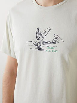 Bisiklet Yaka K?sa Kollu Bask?l? Penye Erkek Ti??rt