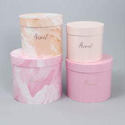 Набор шляпных коробок для цветов 4 в 1 Нежный, 14 х 13 см - 20 х 17.5 см - Дарите счастье фото 2