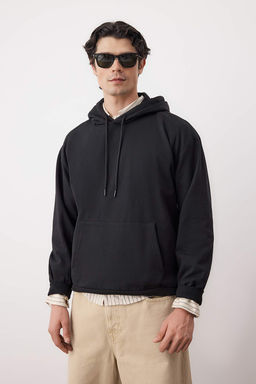 TRENDYOL MAN Siyah Oversize/Genis Kesim Kapusonlu Ici Polar/S?cak Tutan Cicek Bask?l? Sweatshirt TMNAW22SW1651 - Trendyolmilla фото 18