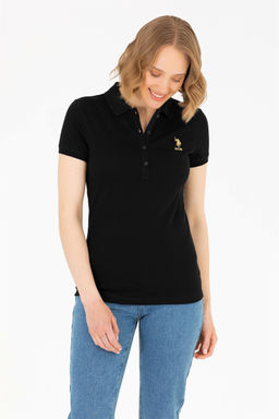 U. S. Polo Assn Женская черная базовая футболка с воротником-поло - U.s. polo assn фото 8