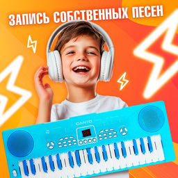 Синтезатор Нежность с микрофоном, 37 клавиш, цвет голубой - Zabiaka фото 5