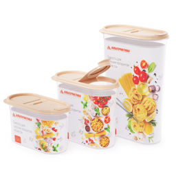 Цена за 2 шт. Емкость для сыпучих продуктов "Фиеста" 1,65л (с клапаном) М8001