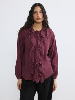 Ba?lamal? Yaka F?rf?rl? Oversize Bluz