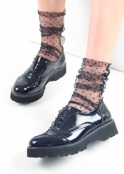 Туфли полуботинки 100.10182bl. Черный наплак