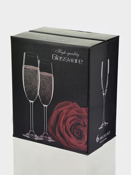 Набор бокалов для шампанского «Восхищение», 250 мл, 6 шт., размер одного бокала 7.5×24.5 см, стекло, прозрачный