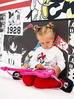 Bisiklet Yaka Uzun Kollu Minnie Mouse Bask?l? K?z Bebek Pijama Tak?m - Waikiki фото 3