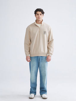 Fermuarl? Dik Yaka Uzun Kollu Erkek Sweatshirt