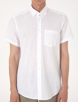 Beyaz Keten Kar___ml_ Regular Fit K_sa Kollu G_mlek - Pierre cardin фото 6