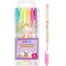 Набор ручек гелевых ArtSpace "Bunny" 6цв. (GP6_96958) пастель, 1мм