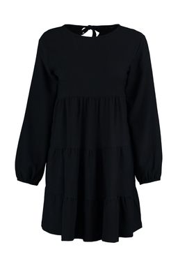 TRENDYOLMILLA Siyah Volanl? Skater/Belden Ac?lan Burumcuk/Dokulu Mini Orme Elbise TWOAW23EL00371  фото 6