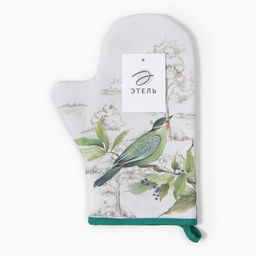 Варежка-прихватка Этель Птицы 20х28см,саржа, 100% х/л, ватин 250г/м2  фото 4