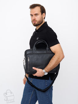 Портфель мужской кожаный 0991Z black Zinimsk