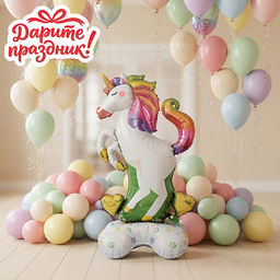 Интерьерное украшение Фигура-шар "Единорог на лугу"