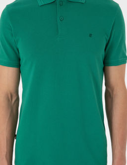 Ye_il Slim Fit %100 Pamuk Polo Yaka Basic Ti__rt