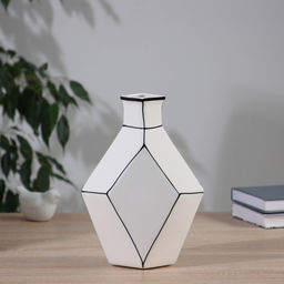 Ваза «Пикассо», ручная роспись, грани горлышко, 24×16 см, керамика, чёрно-белая