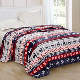 Плед Велсофт набивной - Синий олень 180х200