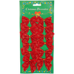 Цена за 4шт. Бант на ёлку "Бархат с золотой пылью" 6см (набор 12 шт)