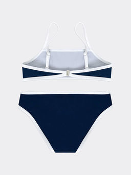 Купальник для девочек раздельный темно-синий с белой вставкой и текстом - Mark formelle фото 2