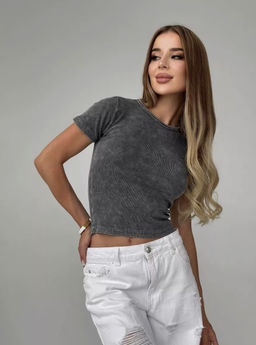 K12712 Футболка OVER SIZE (плотный хлопок) ГРАФИТ