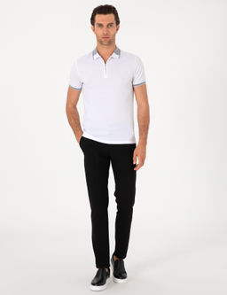 Beyaz Slim Fit %100 Pamuk Fermuarl_ Polo Yaka T-shirt - Cacharel фото 4