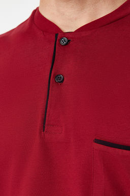 TRENDYOL MAN Bordo Orme Sortlu Pijama Tak?m? TMNSS24PT00019 - Trendyolmilla фото 5