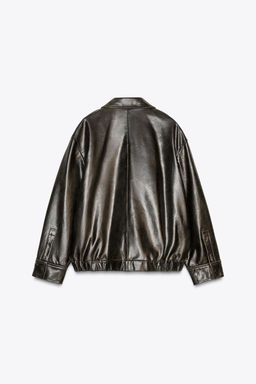100% LEATHER BOMBER JACKET ZW COLLECTION LIMITED EDITION - Zara фото 10