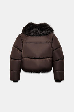 QUILTED BOMBER JACKET WITH FAUX FUR LAPEL - Zara фото 19
