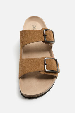 DOUBLE BUCKLE LEATHER SANDALS - Zara фото 11