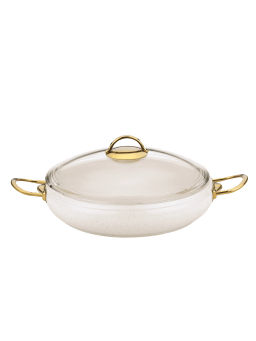 Сотейник с крышкой стеклянной 26х7 см (2,8 л) с АПП, цвет: айвори, арт. 3050-26-IVR