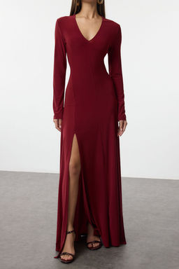 TRENDYOLMILLA Limited Edition Siyah V Yaka Skater/Belden Ac?lan Esnek Maxi Orme Elbise TWOAW25EL00299  фото 17