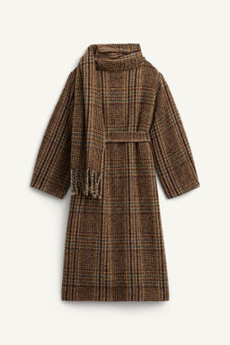 LIMITED EDITION CHECK COAT WITH SCARF - Zara фото 6