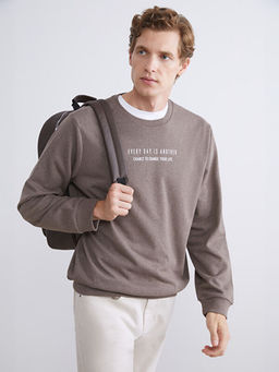 Bisiklet Yaka Bask?l? Erkek Sweatshirt