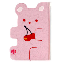 Папка для документов пластиковая арт. 52573/ 12 РОЗОВЫЙ МИШКА ( 21x14.5 см, глиттерный ПВХ, 1 отделе