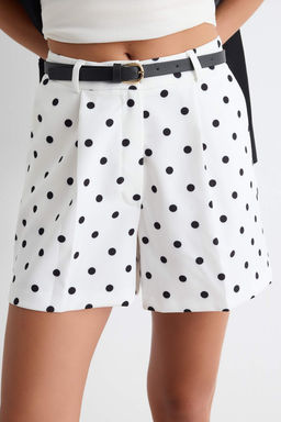 Siyah Puantiye Desen Dokuma _ort & Bermuda TWOAW27SR00004