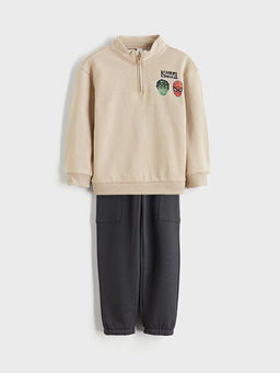 Bask?l? Erkek ?ocuk Sweatshirt ve E?ofman Alt?