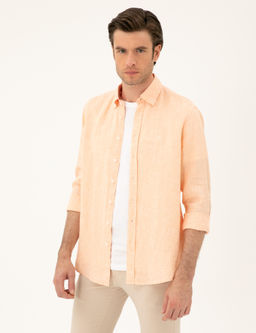Turuncu Regular Fit %100 Keten G_mlek
